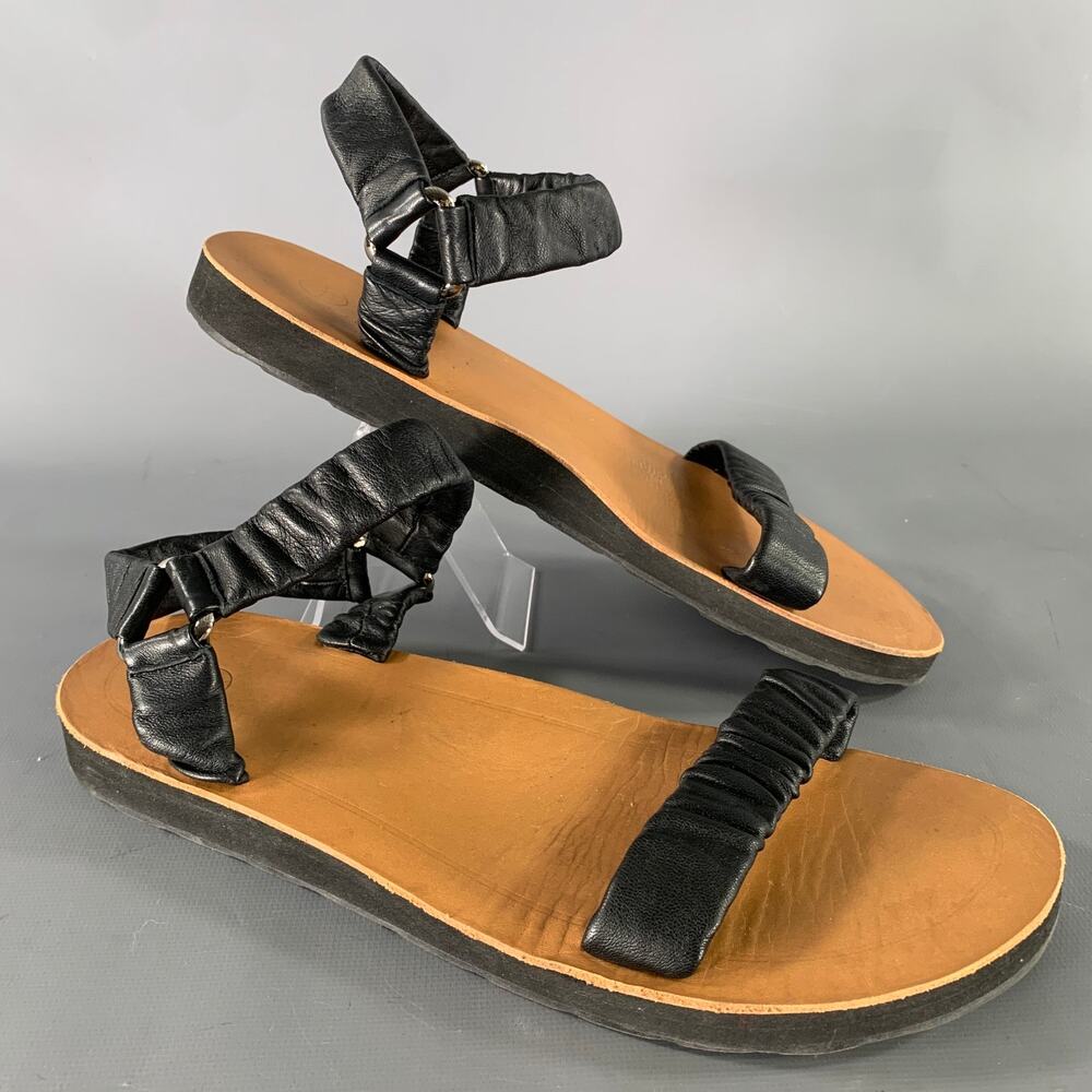 THE ROW Size 8 Black Tan Leather Calfskin Sandals